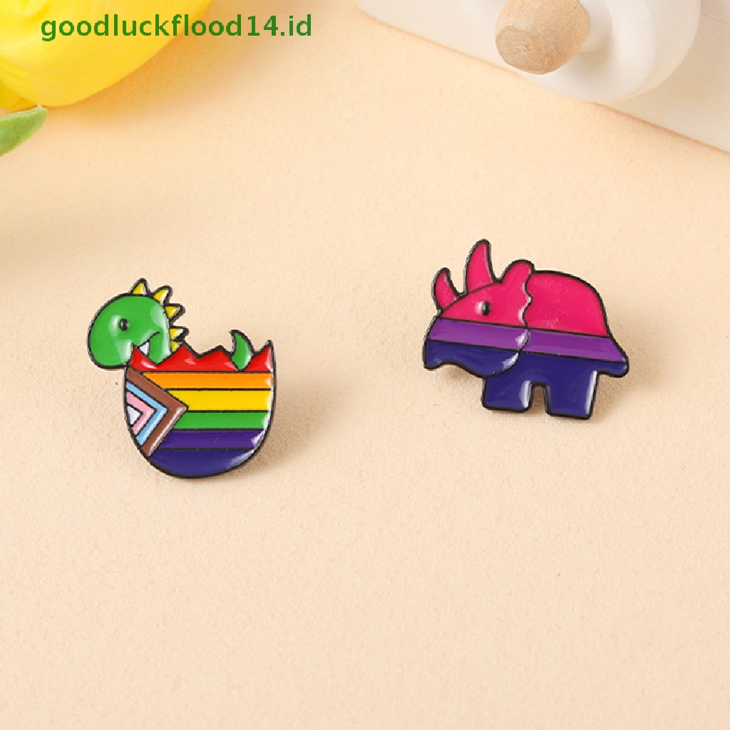 [GOOGFOUR] Hujan Dinosaurus Enamel Pin Custom Rhino Bros Kerah Lencana Kartun Bergaris Hewan Perhiasan Hadiah Untuk Teman Anak [TOP]