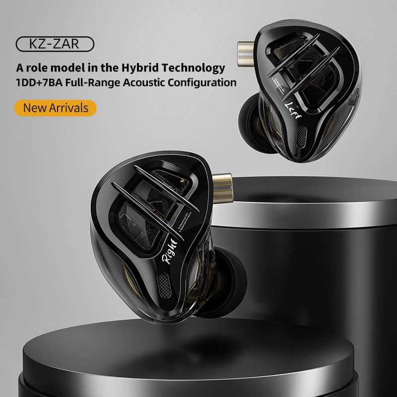 Kz ZAR 7BA+1DD HIFI Metal Earphone Hybrid In-ear Sport Headphone Peredam Kebisingan DJ Musik Headset Earbuds