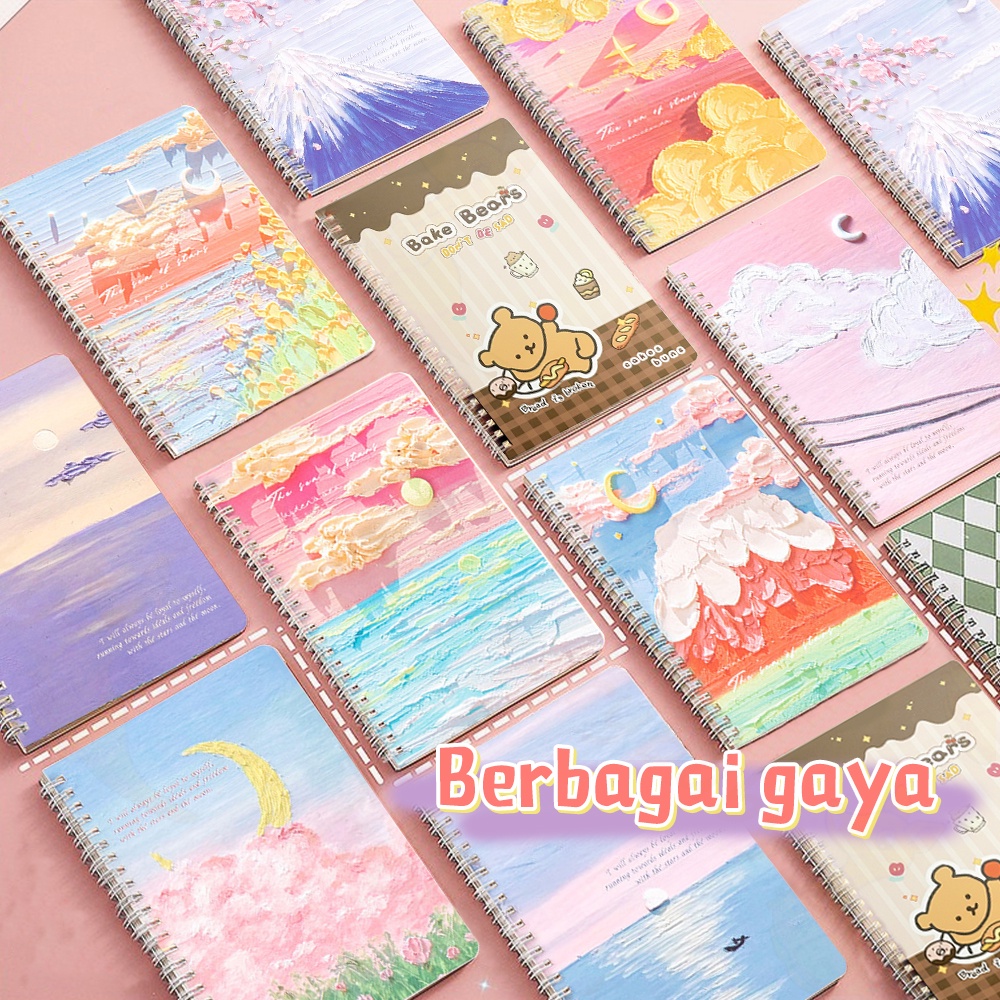 Ivorybaby Buku catatan a5 Notebook ring motif Buku tulis ring Buku tulis spiral