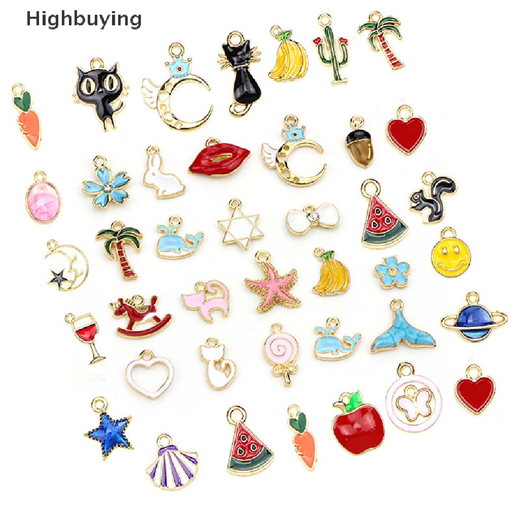 Hbid 60Pcs/Set Enamel Campuran Hewan Buah Ch Liontin DIY Kalung Membuat Perhiasan Glory