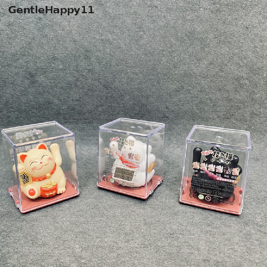 Gentlehappy 1Pc Hiasan Kucing Keberuntungan Mini Solar Otomatis Melambai Dekorasi Mobil Lucky Cat id