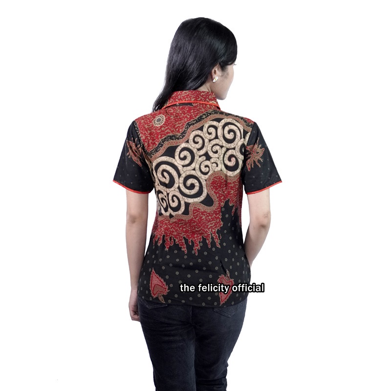 Atasan Kemeja Batik Wanita Lengan Pendek Modern Batik Kantor