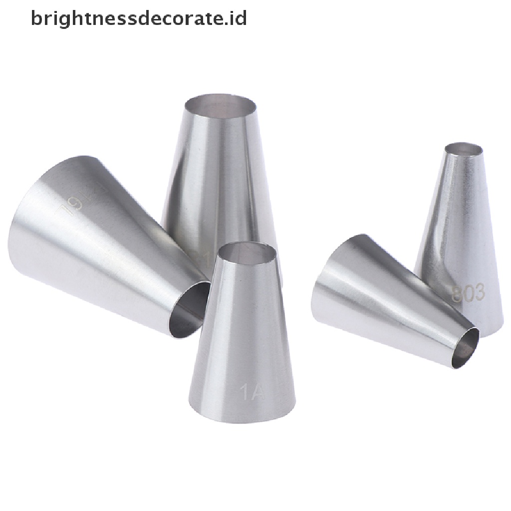 [Birth] 5pcs Tips Dekorasi Krim Kue Bulat Besar Piping Icing Nozzle Pastry Tools [ID]