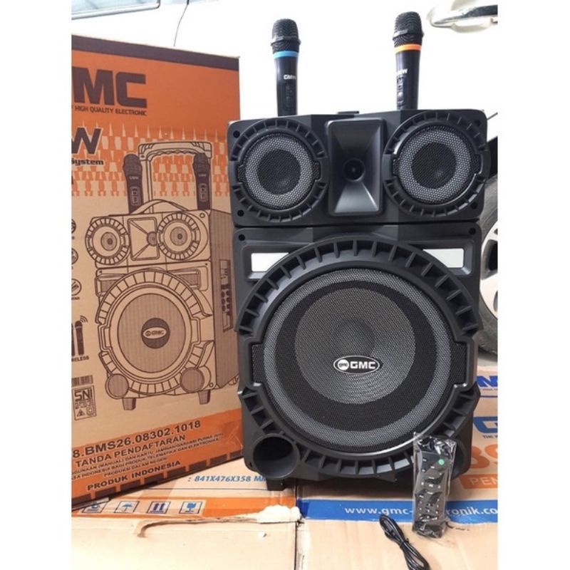 GMC 897W SPEAKER MEETING PORTABLE 10 INCH + 2 MIC WIRELESS