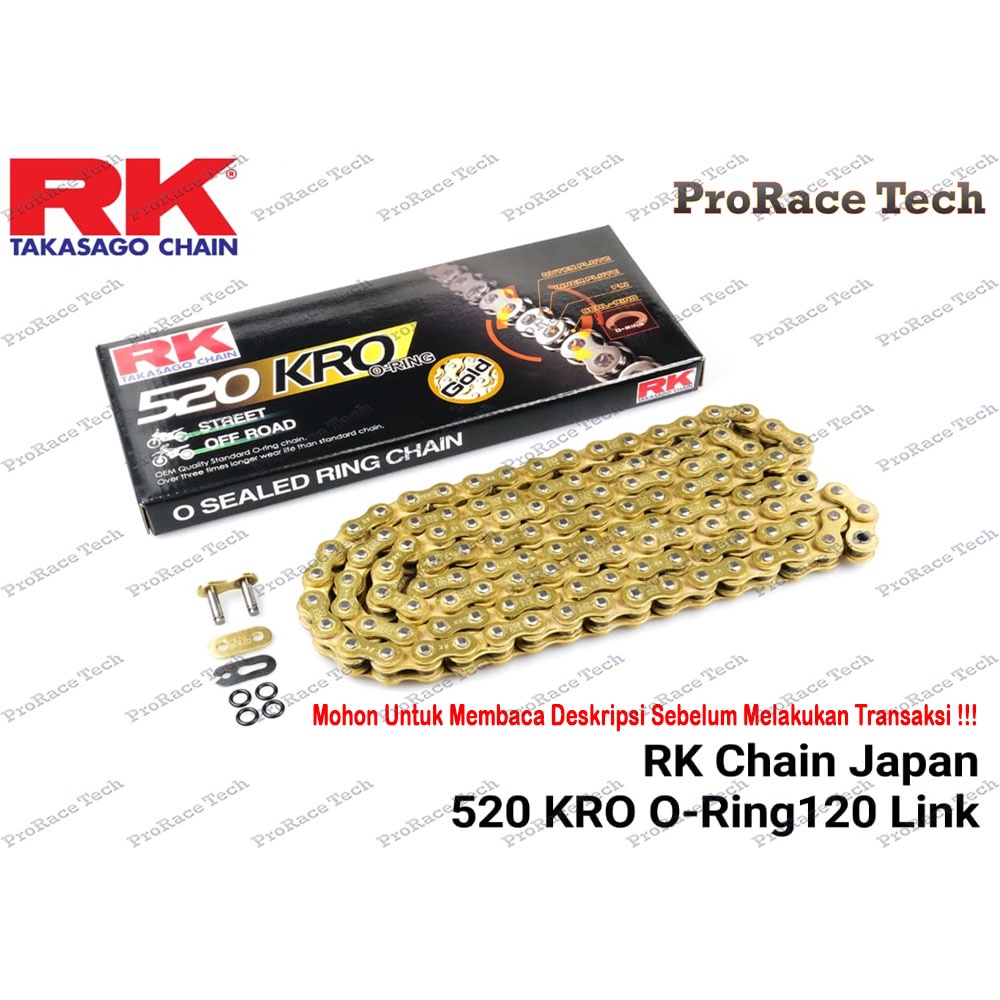 Rantai RK Japan Takasago Chain 520 - 120L - 130L KRO O-Ring Ninja 250 FI / R25 / ER6 / CBR DLL