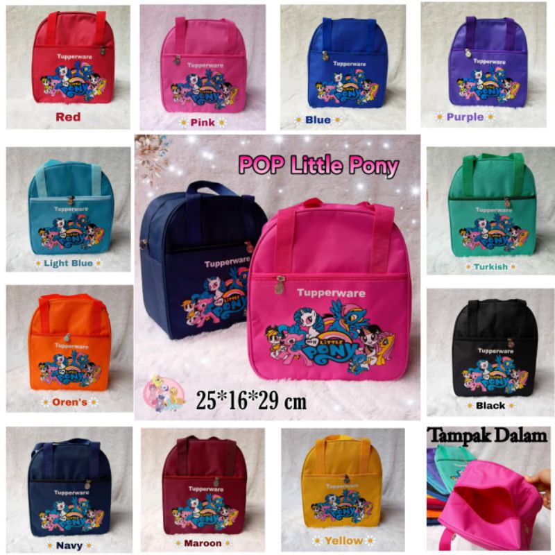 Tas pop little pony / tas Anak perempuan motif kuda pony ( zipper bunga es )