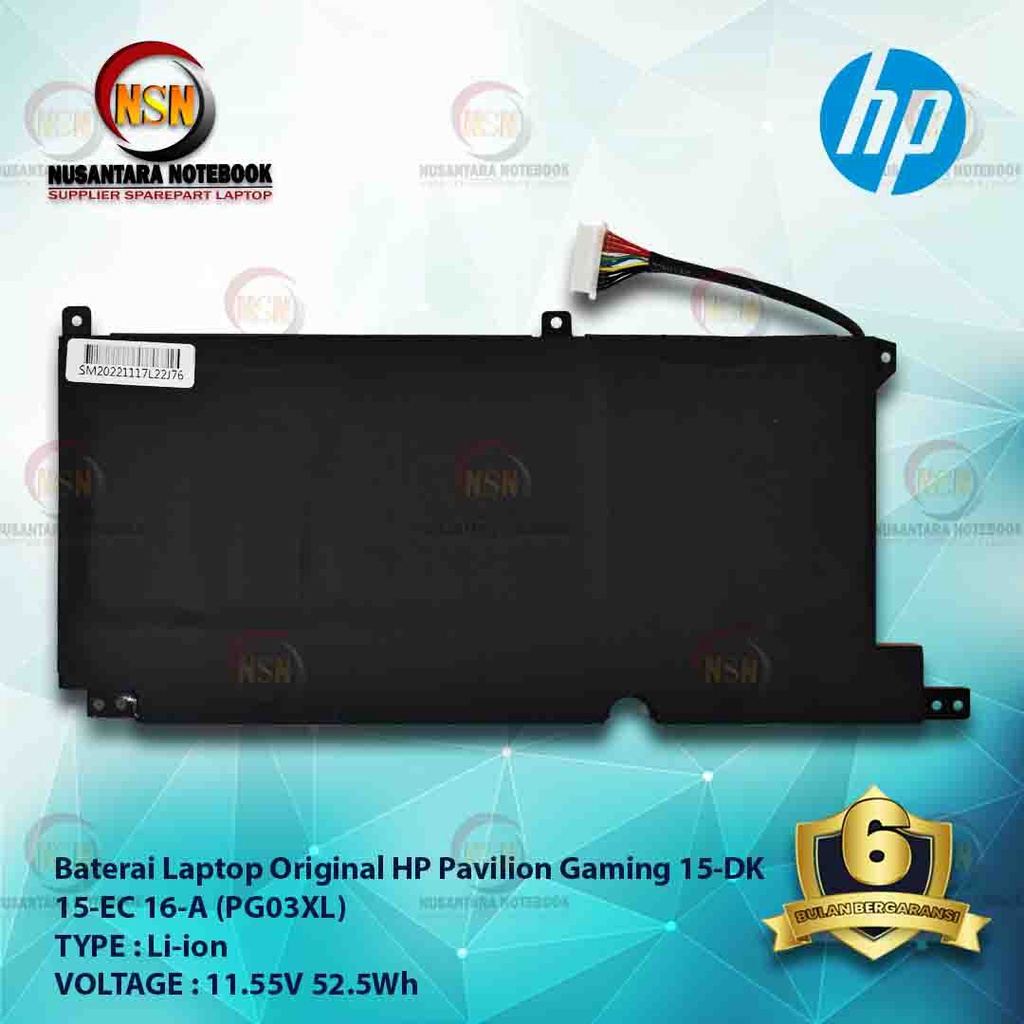 Baterai Original HP Pavilion Gaming 15-DK 15-EC 16-A 11.55V 52.5Wh