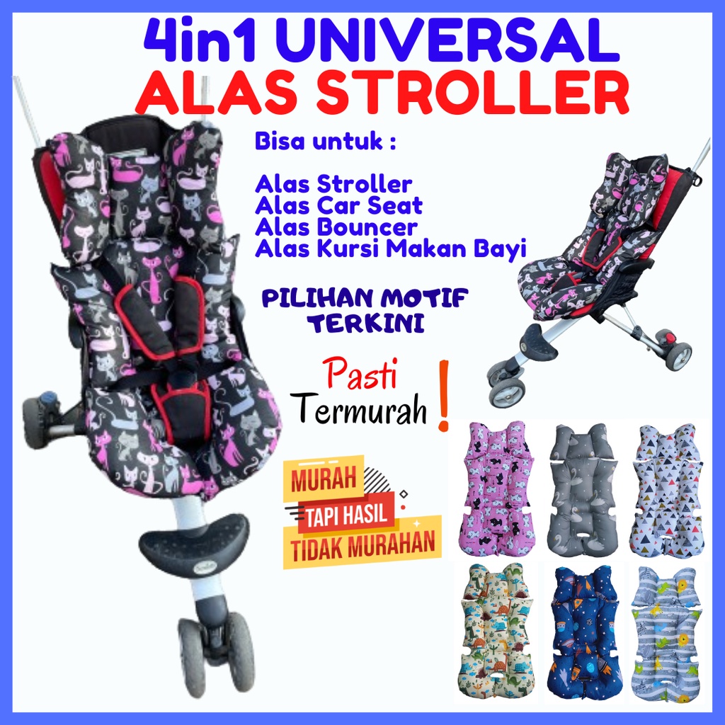 Termurah!! 4in1 Universal Alas Stroller Bayi Car Seat Bouncer 5 Lubang / Seat Padding Baby / Alas Kursi Makan Segala Merek Stoller