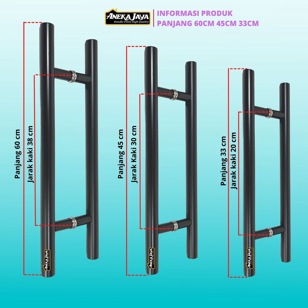 4 Handle Pintu Kaki Tembus Set Kunci - Panjang 60 cm 45 33 - Gagang Tarikan Pegangan Bahan Stainlees Untuk Kayu dan Kaca