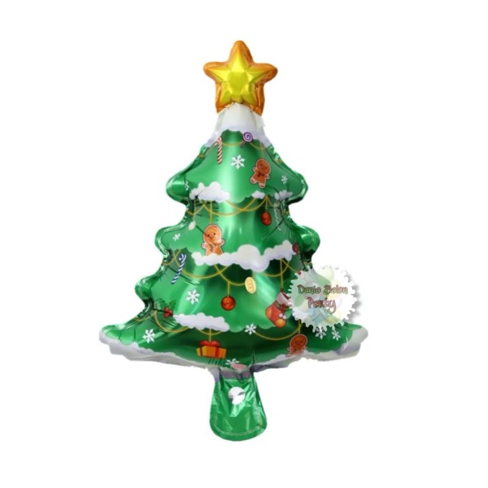 Balon Foil Pohon Natal Bintang Mini / Balon Xmas Tree Mini