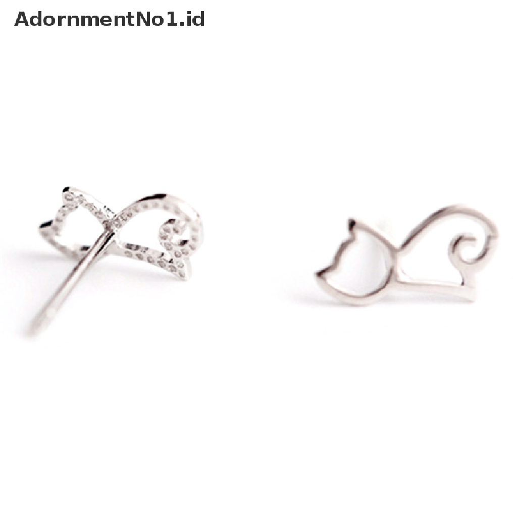 [AdornmentNo1] Indah Wanita Gadis Lucu Perak Anting Hewan Telinga Kucing Stud Earrings Perhiasan Hadiah [ID]