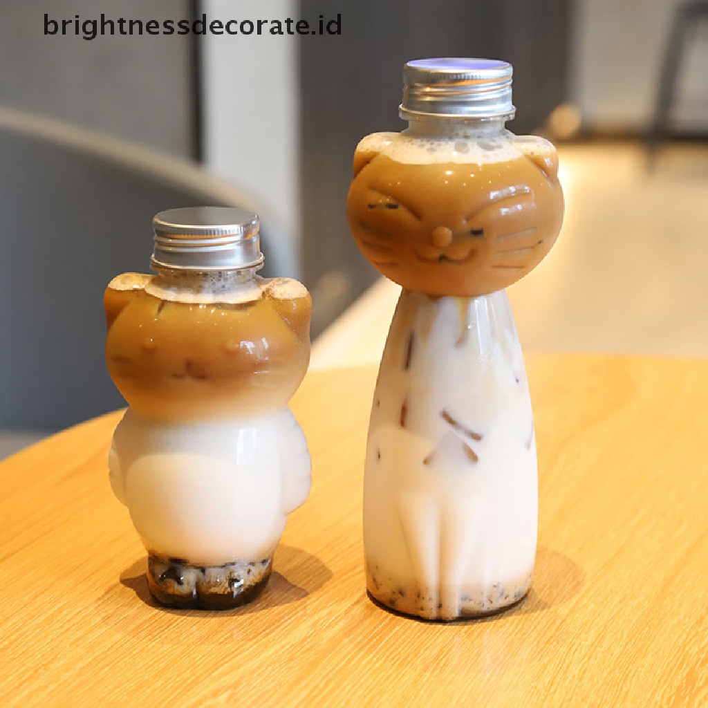 [Birth] Botol Jus Homemade Desain Kucing Botol Minuman Botol Jus Minuman Jus Transparan Botol Teh Susu Minuman Dingin Milk Tea Juice Sealed Cap Bottle [ID]