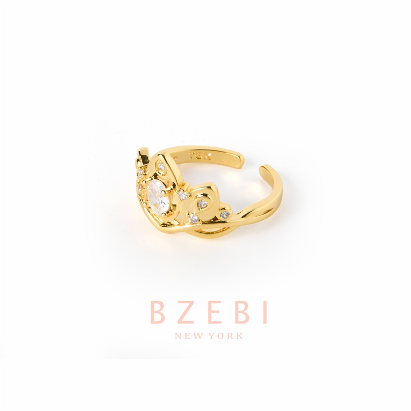 Bzebi Cincin Emas Berlian 18k, Cincin Terbuka Ajustable, Anti Karat, Gaya Korea, Aksesoris Fashion Wanita, Aksesoris Sehari-Hari, Perhiasan Premium, Hadiah Ulang Tahun Dengan Box 737r