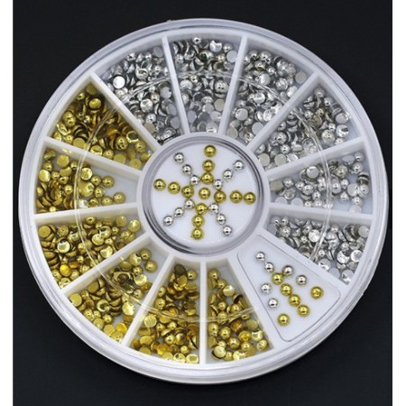 Acrylic Golden Silver Studs Nail Art Stickers DIY Manicure  Tips Rhinestone Decor Wheel Promo