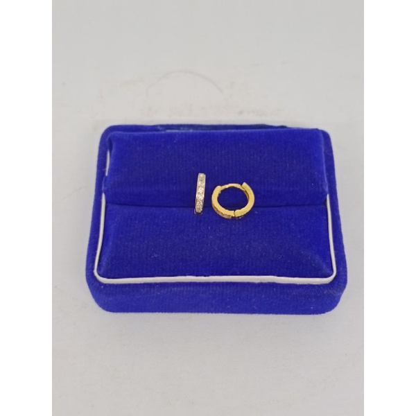 Anting jepit donat listring mp S925 / perhiasan perak 925 berlapis emas