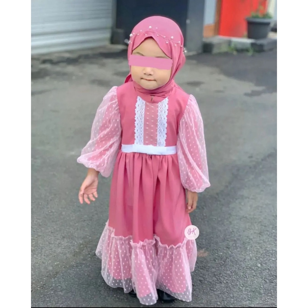 Baju Gamis Anak Umur 3 4 5 6 7 8 9 10 Tahun Al Mirna Kids Baju Muslim Anak Perempuan Matt Shakila Mix Tile Dot Fashion Muslim Anak Size L Dan XL