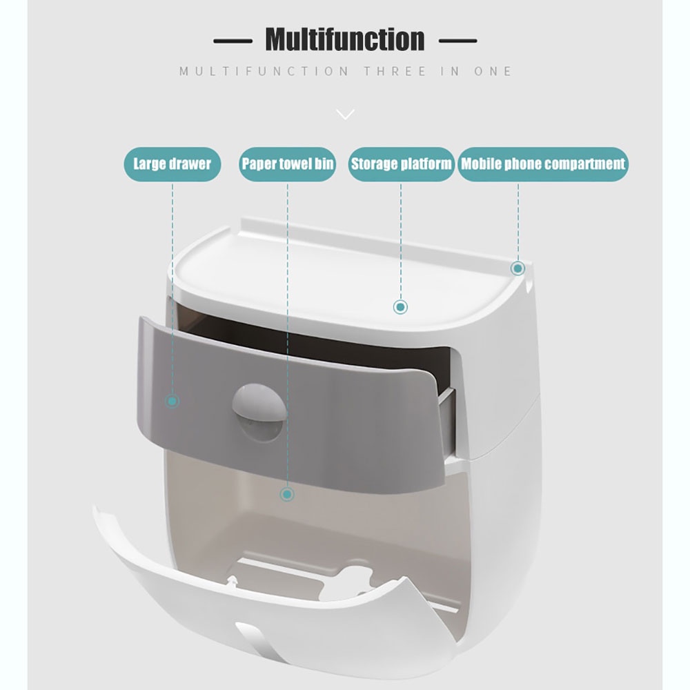 Kotak Dispenser Tisu All in 1 Tempel Dinding Kamar Mandi Toilet Wc Desain Minimalis Aesthetic