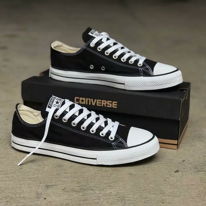 Sepatu Sekolah !! sepatu Allstar Classic Low Sepatu Sneakers Alstar Convers Pendek Warna Hitam Bahan Canvas
