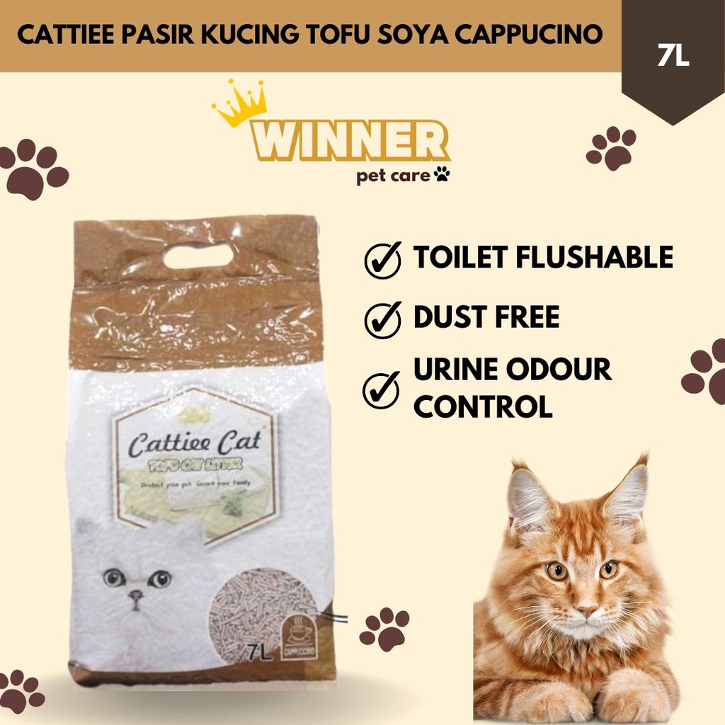 Cattiee Cat Litter Pasir Kucing Tofu Soya Cappucino 7 Liter