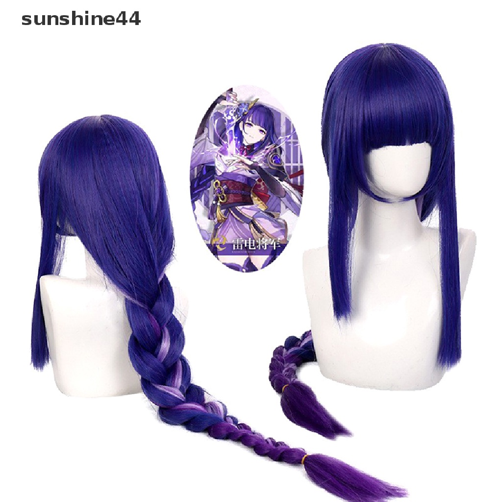 Sunshine Game Genshin Impact Raiden Sho Baal Wig Cosplay Rambut Palsu Pewarna Gradasi Panjang.