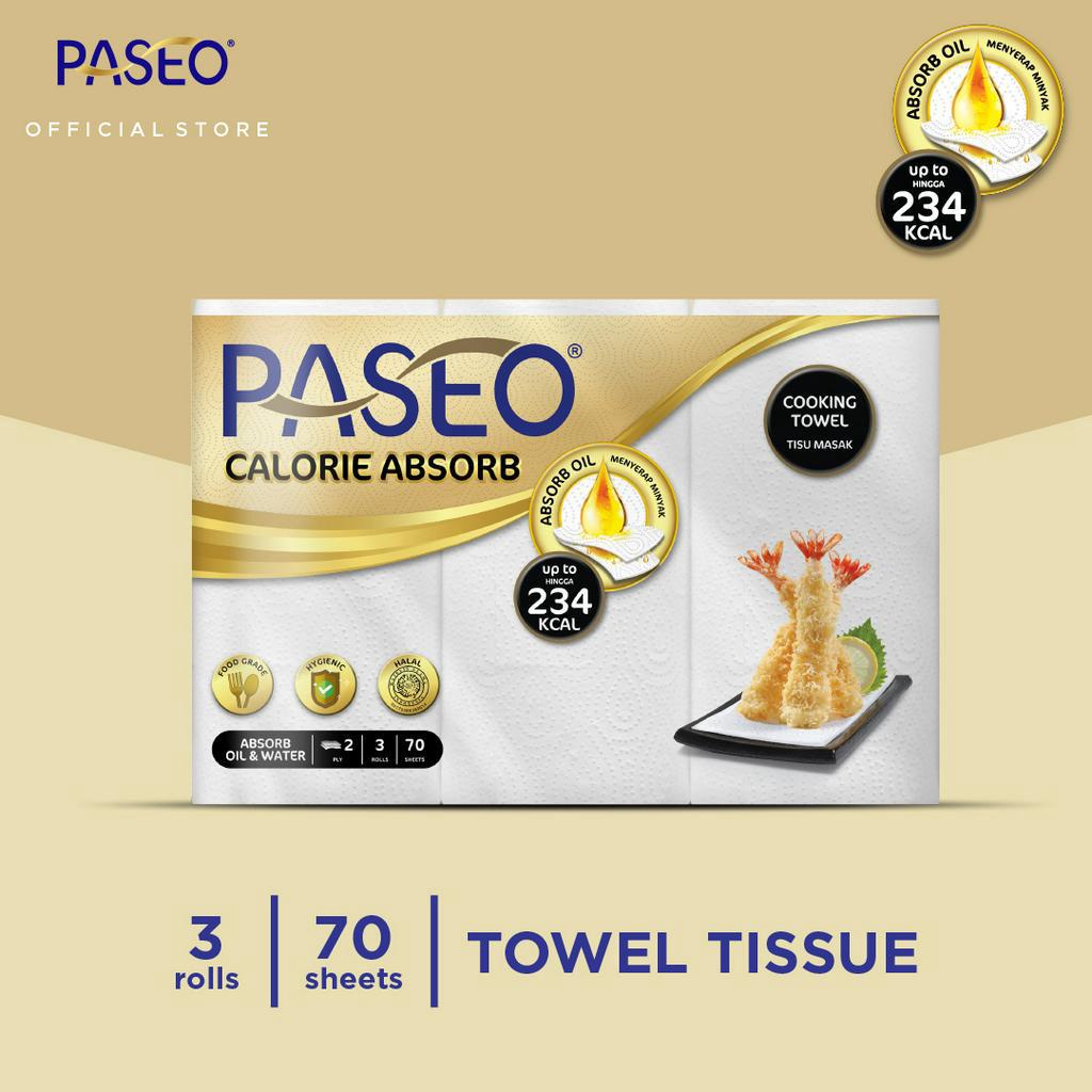 Paseo Minion Series Calorie Absorbs Cooking Towel Roll White Emboss 70 Sheets x 3 Rolls