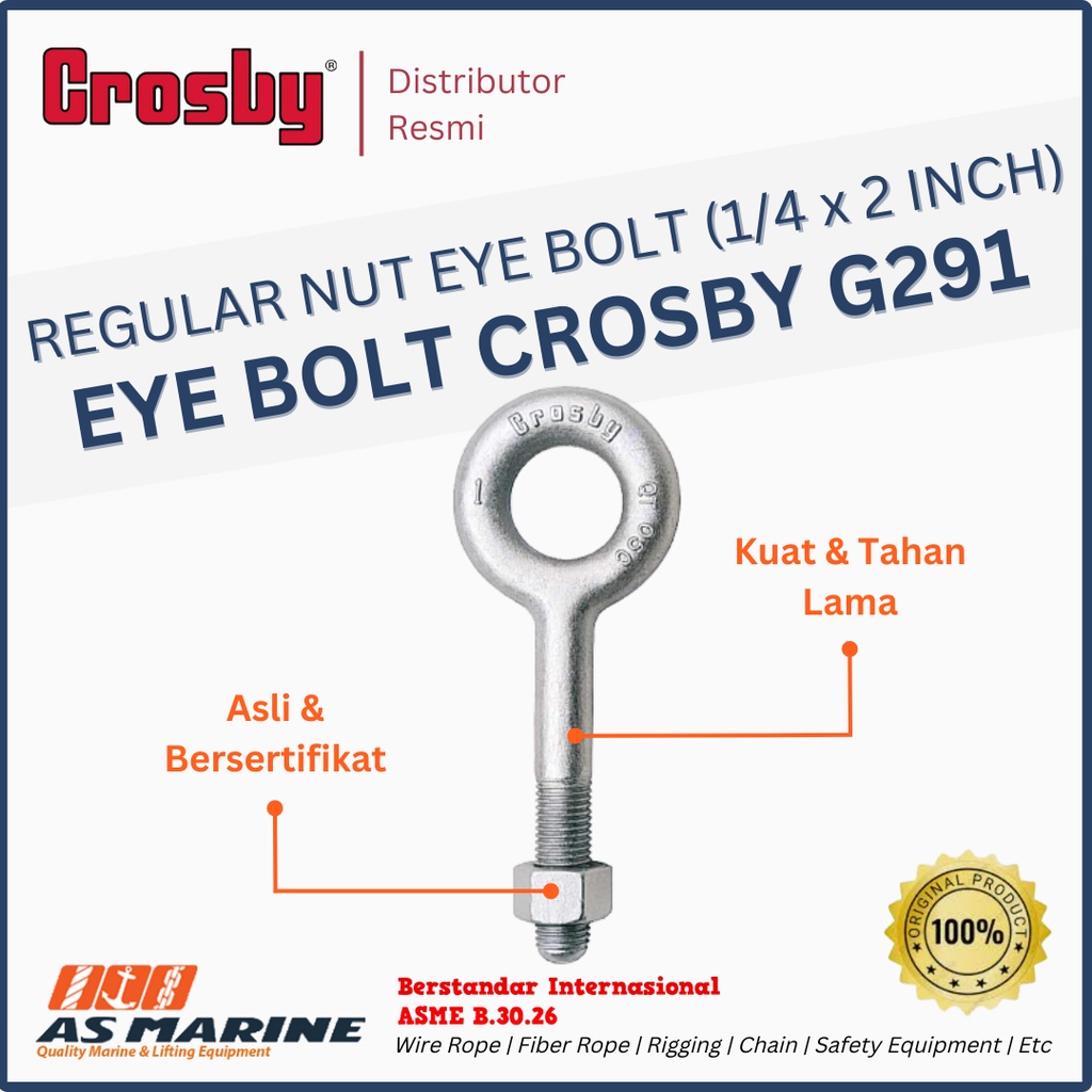 Jual CROSBY Eye Bolt / Mata Baut Regular Nut G291 1/4 x 2 Inch Shopee