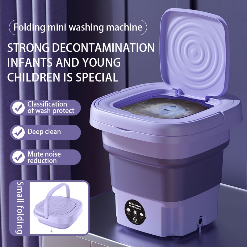 SB168 Mesin Cuci Lipat 8 Liter Travel Size Dengan Rak Pengering Pakaian // Washing Machine Mini Portable