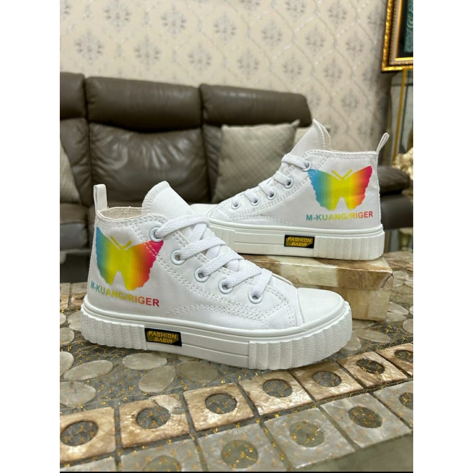 Sepatu Wanita Sneakers Model Boot Kanvas Butterfly Import