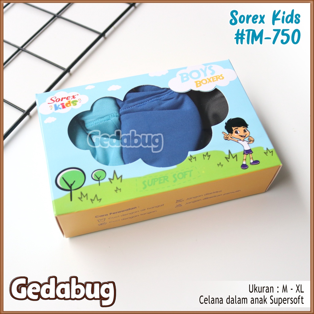 CD Boxer Anak Sorex TM-750 | Celana dalam anak motif Boy | Gedabug