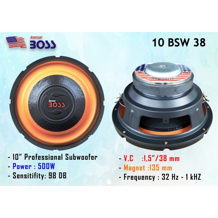 Car Subwoofer American Boss ABS 10&quot; BSW 38 10&quot;