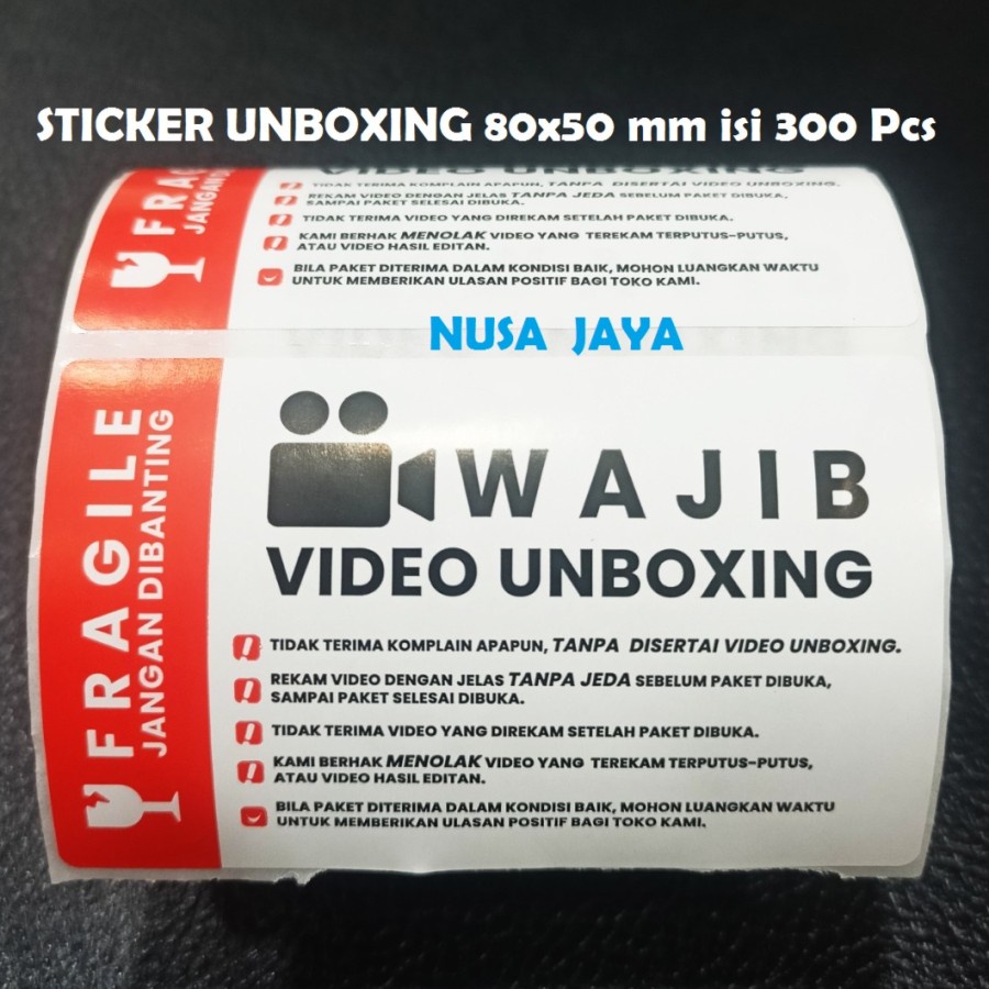 

STIKER UNBOXING LABEL STICKER VIDEO UNBOXING 80x50 mm 300 pcs label