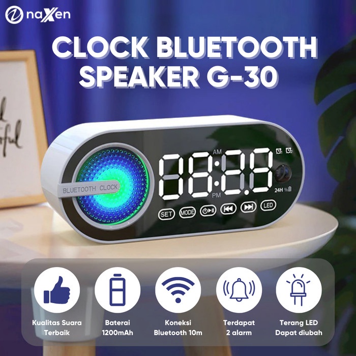 Speaker Jam Bluetooth Naxen G-30 Digital Led Alarm Clock Stereo