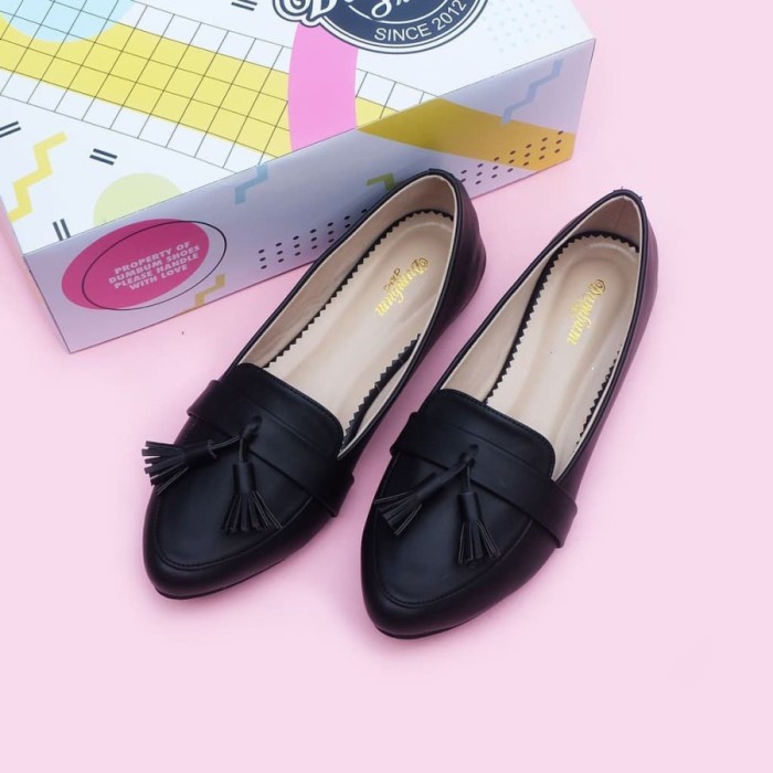 Flatshoes Sepatu Wanita Flat Shoes Liora Black Big Size Jumbo Murah 41 42 43 44(P7T0) Sepatu Wanita 