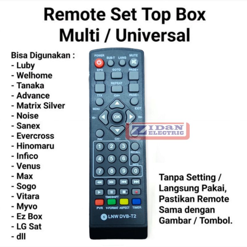 Remote Set Top Box Multi / Remot STB Universal Matrix Luby Tanaka Welhome Evercoss