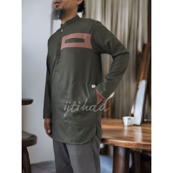 (FREE PARFUM)Kurta STRIP lengan panjang original Brand IJTIHAD bahan Toyobo Fodu HQ