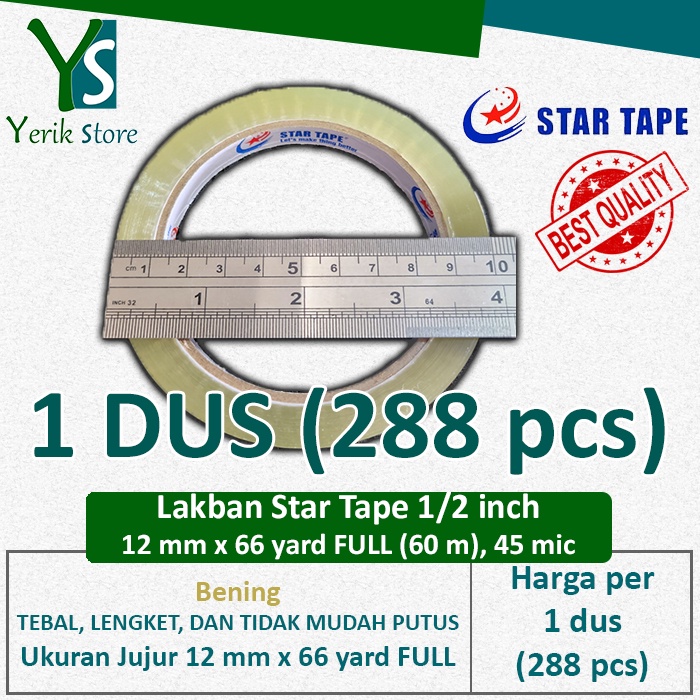 

[1 Dus] Isolasi 1/2 inch x 66 yard FULL (12 mm x 60 m) LAKBAN PLAKBAN SELOTIP PREMIUM MURAH TERMURAH