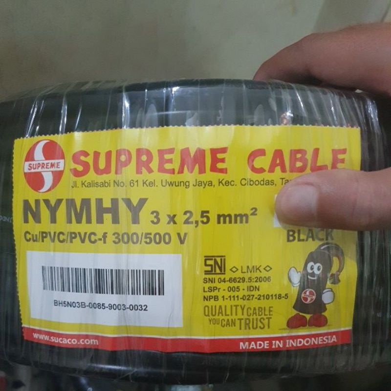 KABEL NYYHY NYMHY NYY NYM HY 3X2,5 3 X 2,5 2.5 SERABUT KULIT PUTIH / HITAM SUPREME ECERAN