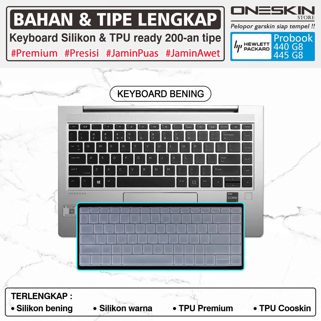 Garskin Sticker Laptop Pelindung Keyboard Screen Protector HP ProBook 440 445 G8 Gambar Full Body Silikon Bening Warna Glossy Doff Anti Blueray