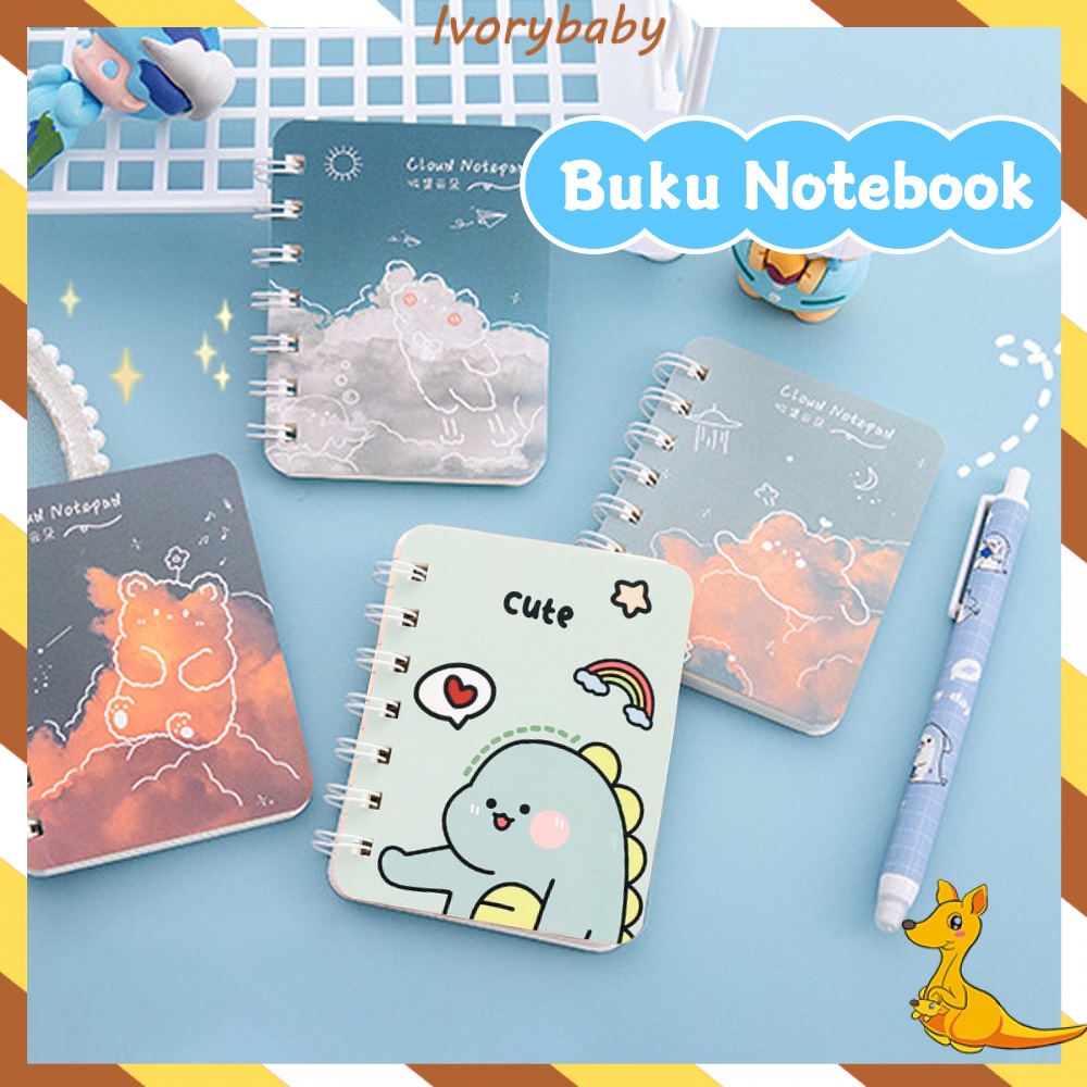 Ivorybaby Buku catatan kecil A7 Notebook ring motif Buku catatan memo ring Buku tulis ring