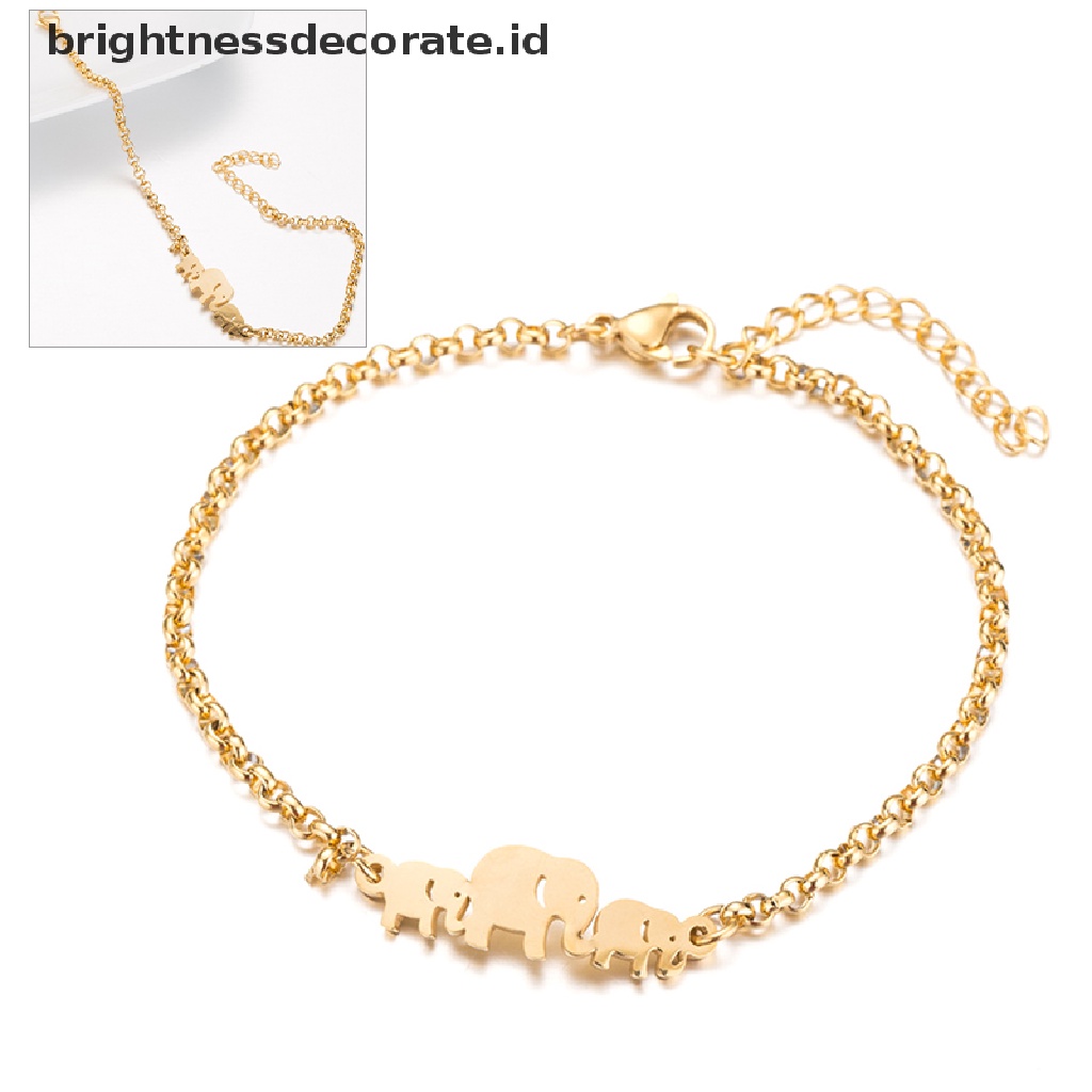 [Birth] Gelang Rantai Gajah Stainless Steel Wanita Charm Cuff Bangle Hadiah Perhiasan [ID]