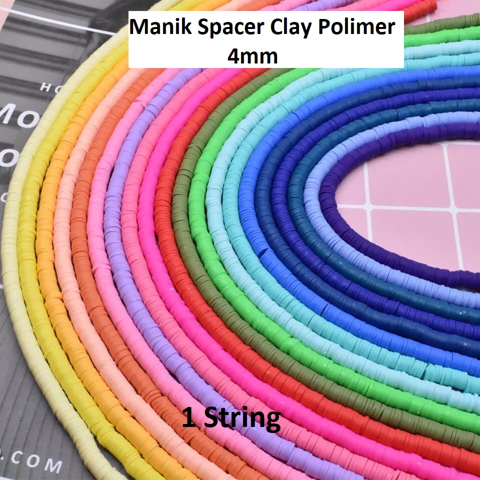 Manik Spacer Clay Polymer Lembut Polos Uk 4mm Harga/String