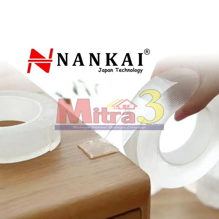 

:>:>:>:>] Double Tape Nano NANKAI 30mm x 2m Transparan / Lakban Bening 2 meter
