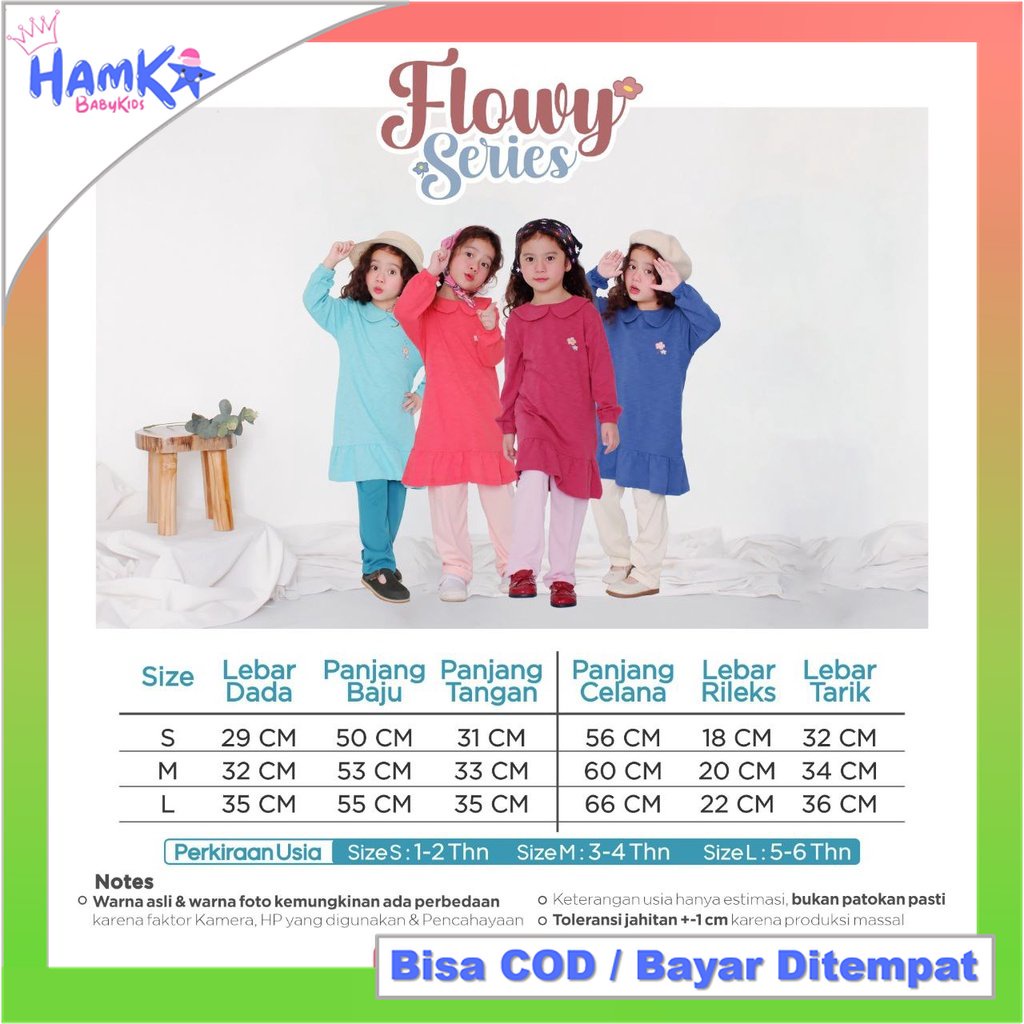 Setelan Baju Anak Perempuan Harian 1 - 6 Tahun Original Cutekids Flowy Series Stelan Baju Anak Cewek Perempuan 1 2 Tahun 2 3 Tahun Lengan Panjang Cocok Untung Ngaji