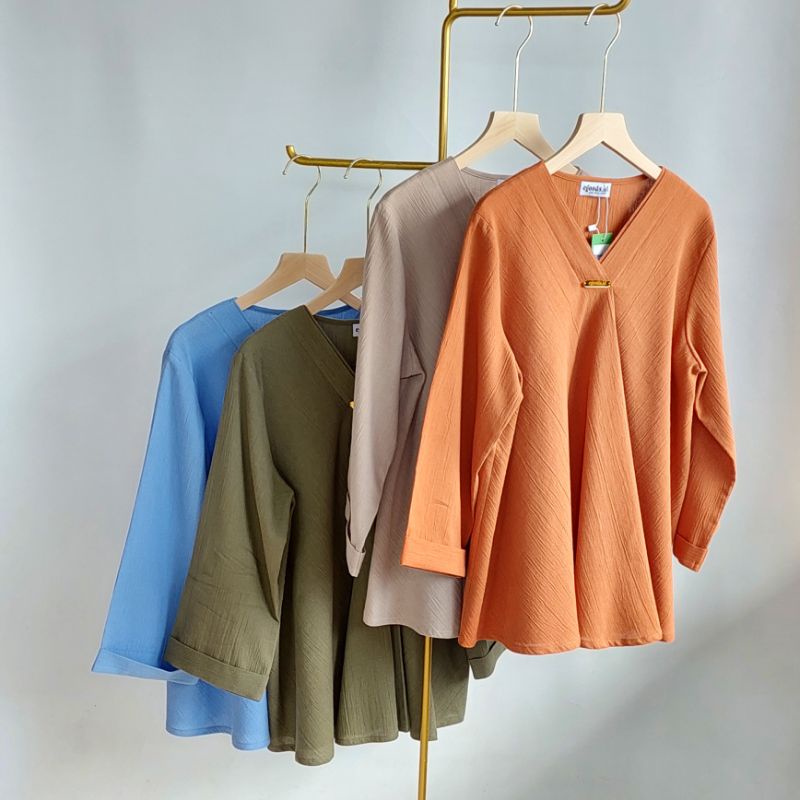 Amara blouse | atasan wanita | blus wanita | blum casual | blus linen cringkle