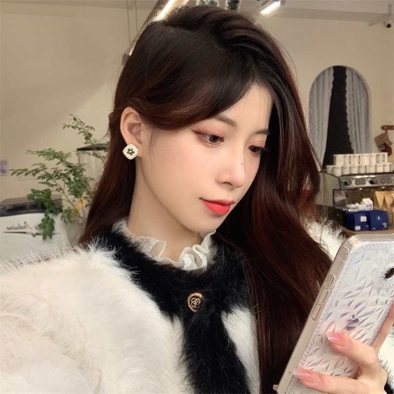 Baru S925 Perak Berlapis Mutiara Camellia Anting Priness Gadis Telinga Studs Fashion Aksesori