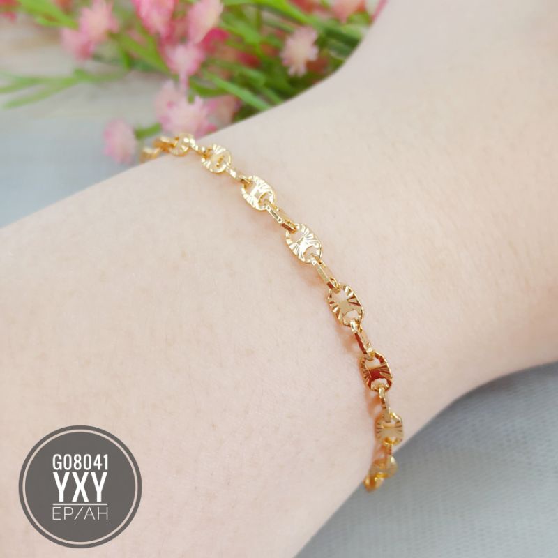 Gelang Yaxiya Rantai Nori Bunga Gold G08041