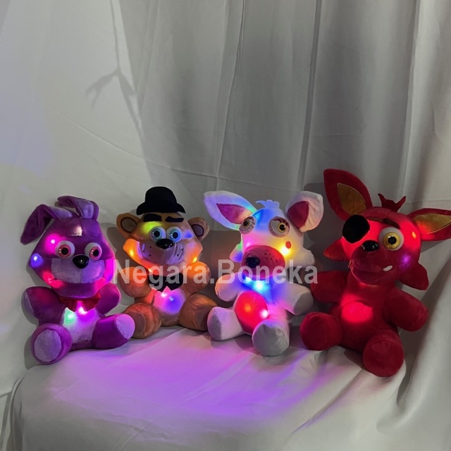 Boneka Freddy's FNAF LED Mainan Five Night At Freddy Security Breach Bahan Plush BISA NYALA