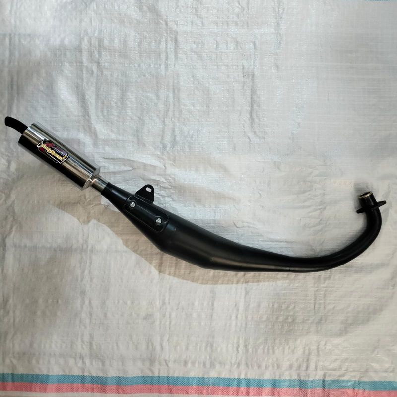 Knalpot SATRIA 2TAK STANDAR RACING HITAM krom merk andy speed