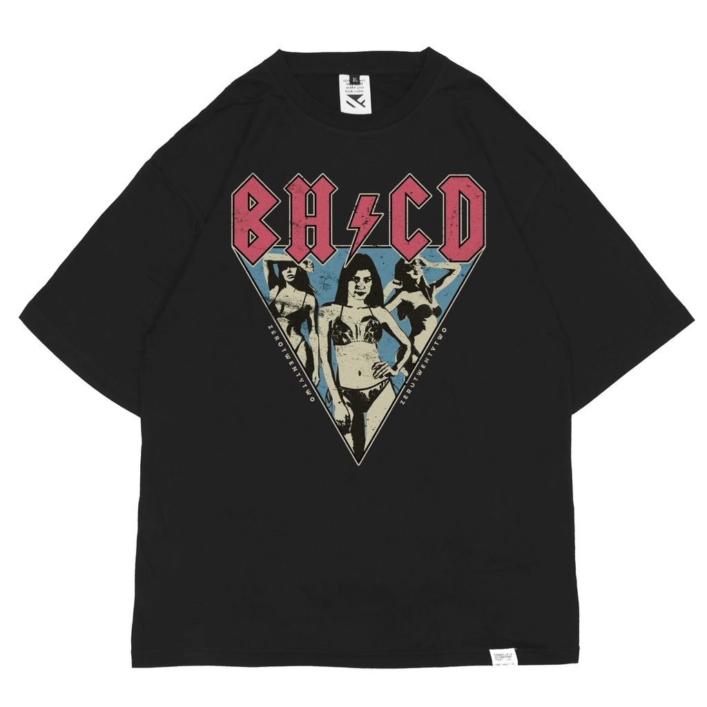 ZeroTwentyTwo Oversized T-Shirt Black BH/CD | Kaos Pria Parodi Plesetan Lucu Band AC/DC