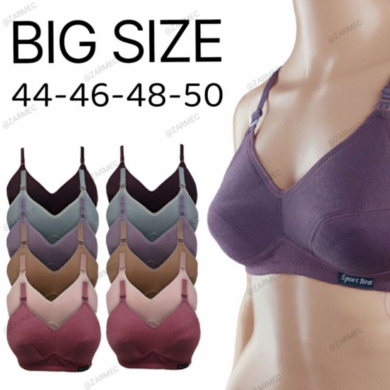 Bra BH Sport Wanita Ukuran Besar Jumbo Big Size Cup C Besar  Ukuran 44 46 48 50 Tanpa Busa Dan Kawat